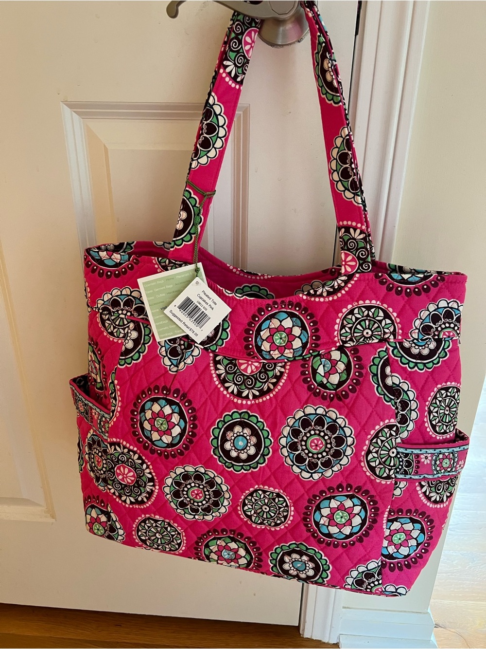 Vera Bradley Pleated Tote in Cupcakes Pink NWT